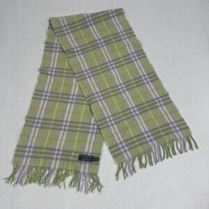 Burberry Plaid Stripes 100% Cashmere Wool Scarf Men/Women 48x11 Made in England
